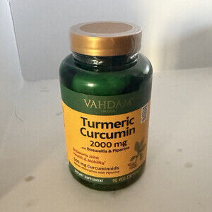 Vahdam Turmeric Curcumin Boswellia Piperine 2000mg Joint Health 90 Capsules